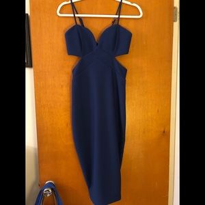 Blue Cocktail Dress with Side Cut Outs